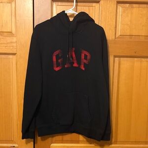 GAP Men's Black and Red Logo Hoodie